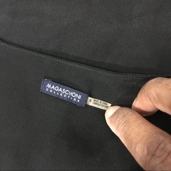 Magaschoni Black Silk Beaded Shift Dress 6 - Picture 6 of 7